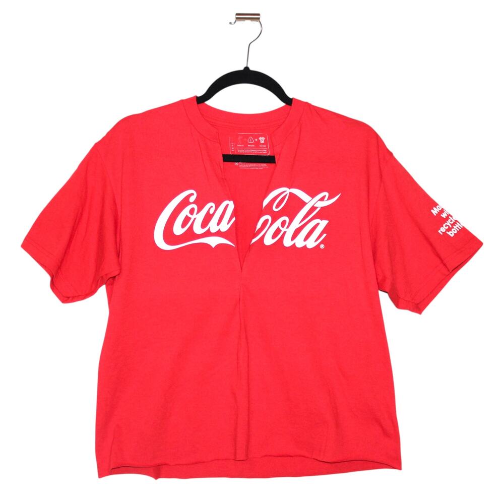 Coca Cola Cropped Cutoff V-Neck Top Size Medium